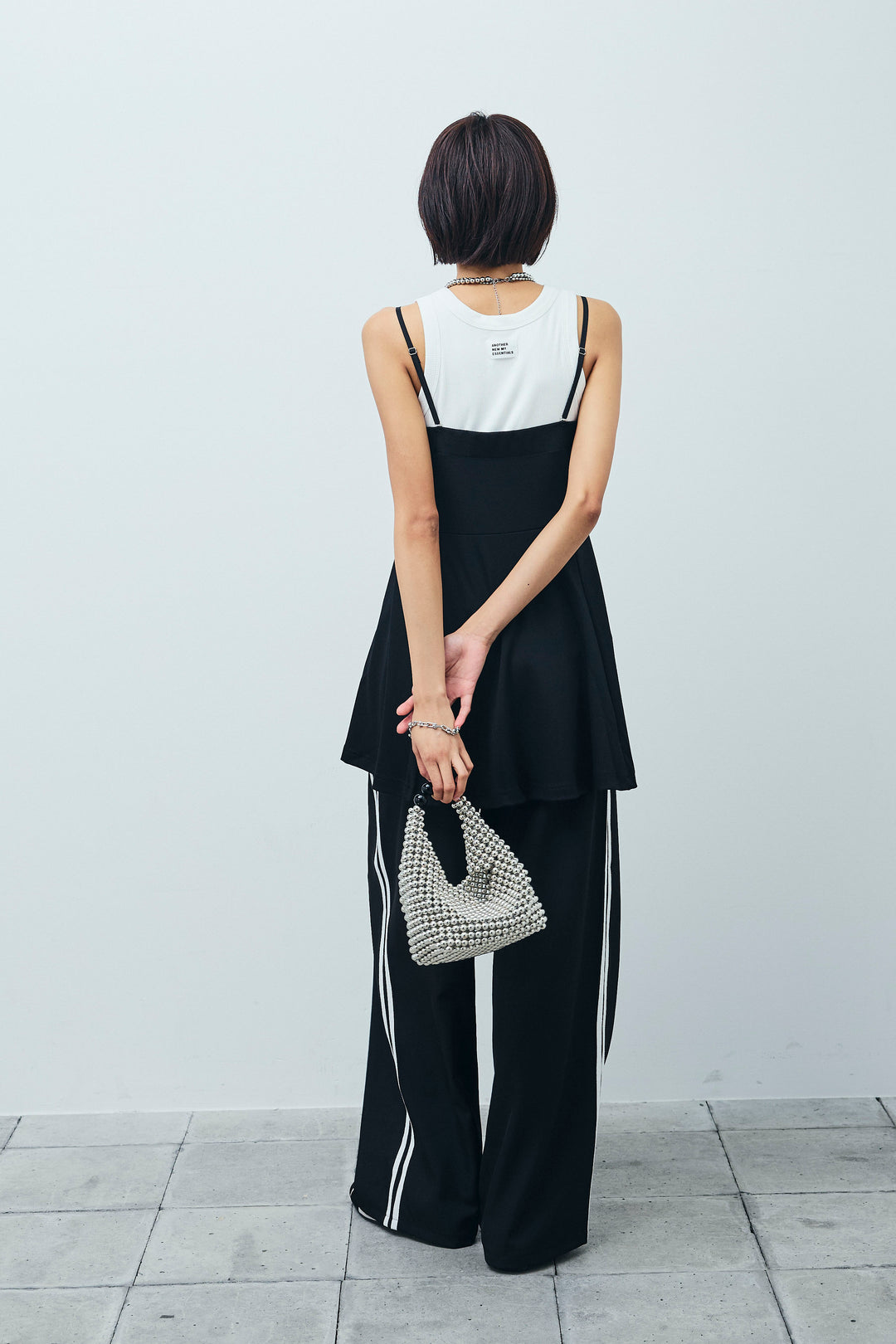 [予約/SET] 2wayぺプラムビスチェ+サイドラインワイドパンツ(2set)