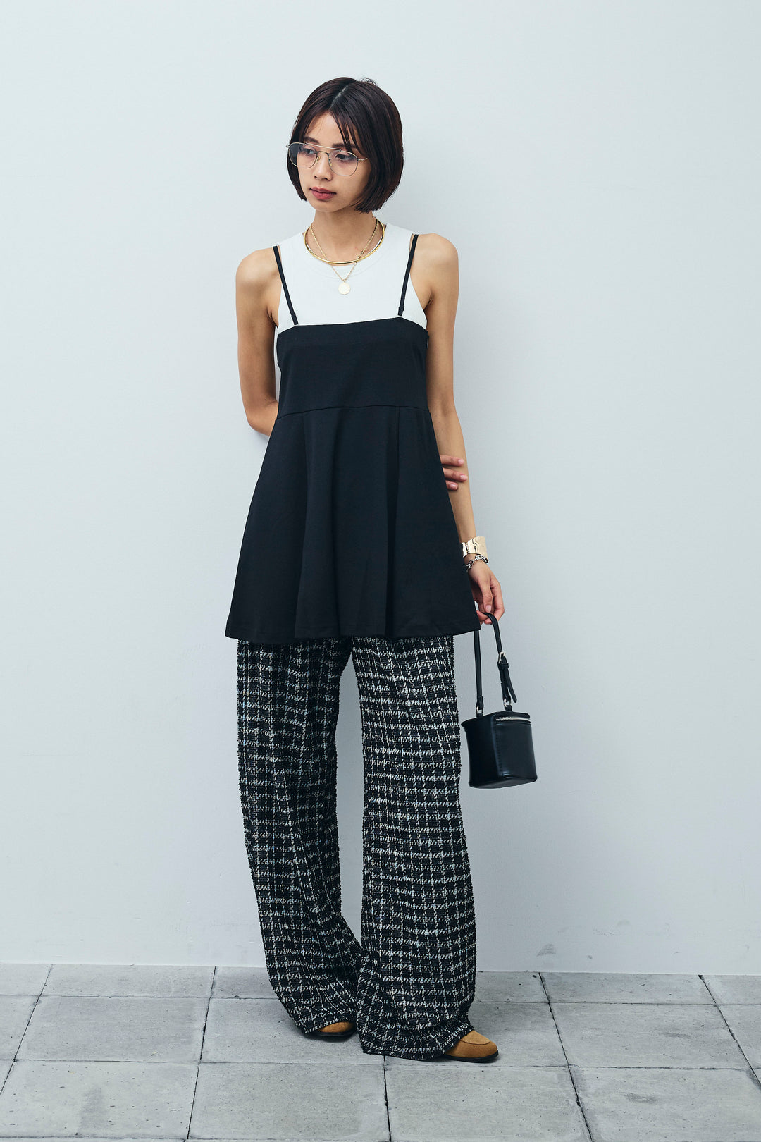 [予約/SET] 2wayぺプラムビスチェ+サマーツイードリラックスパンツ(2set)