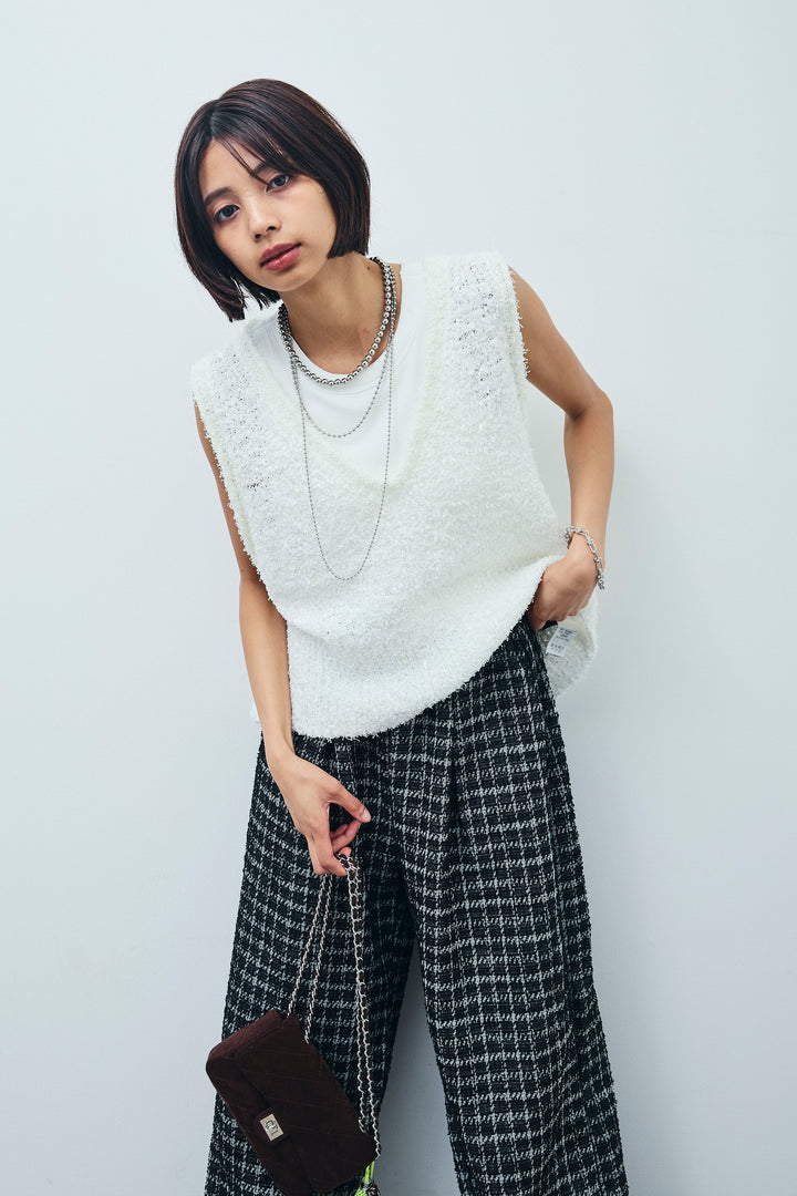 [予約]リボンヤーンニットベスト