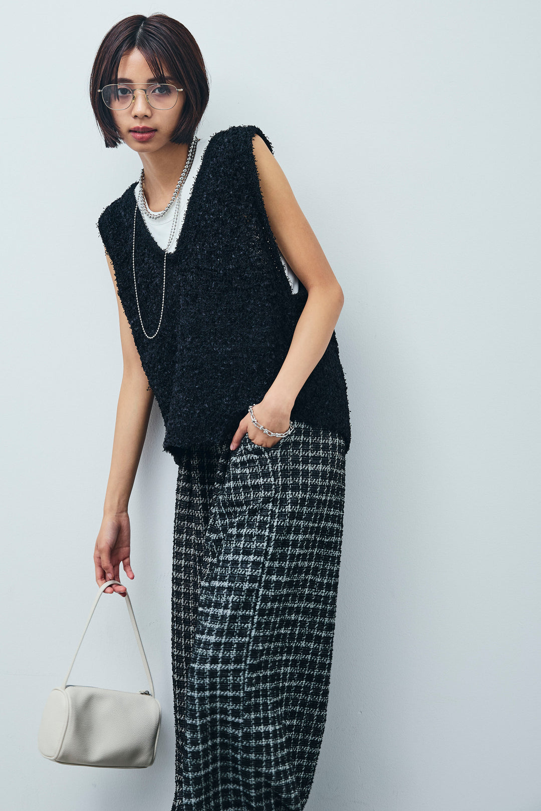 [予約]リボンヤーンニットベスト