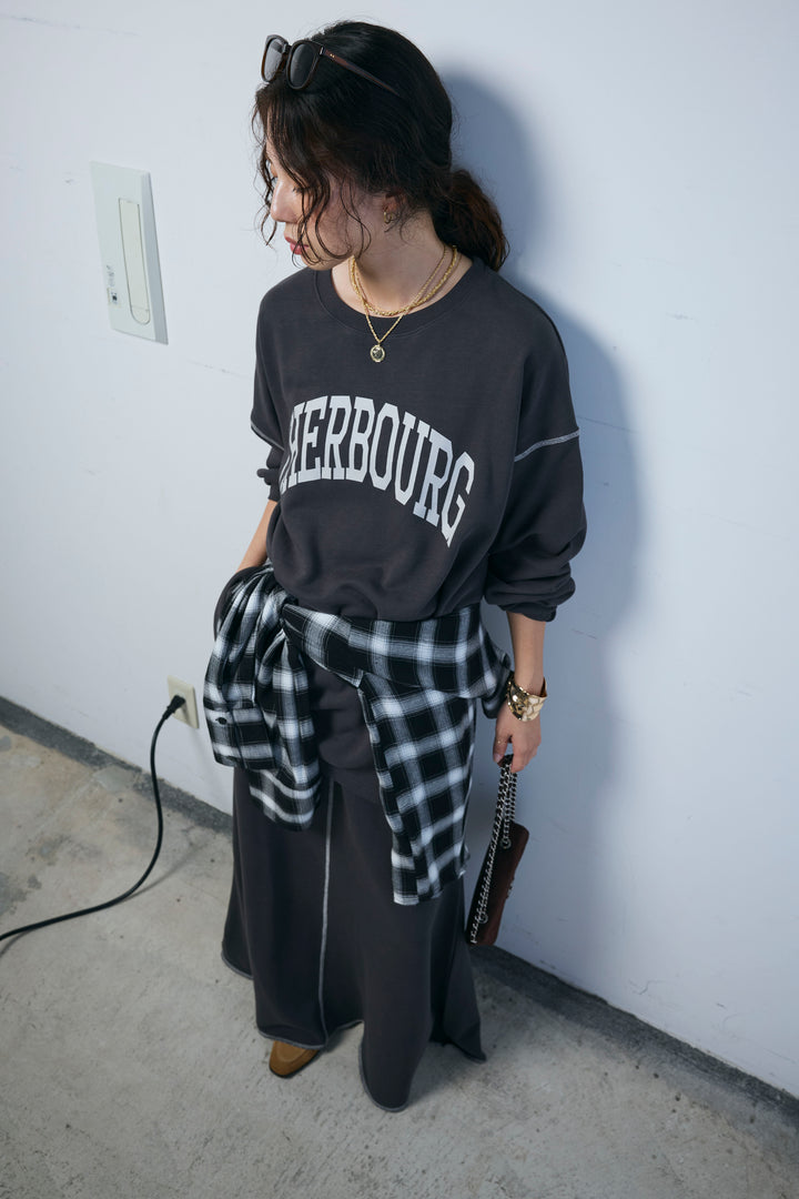 [予約/SET]配色ラグランルーズスウェット+スリットスウェットロングSK(2set)