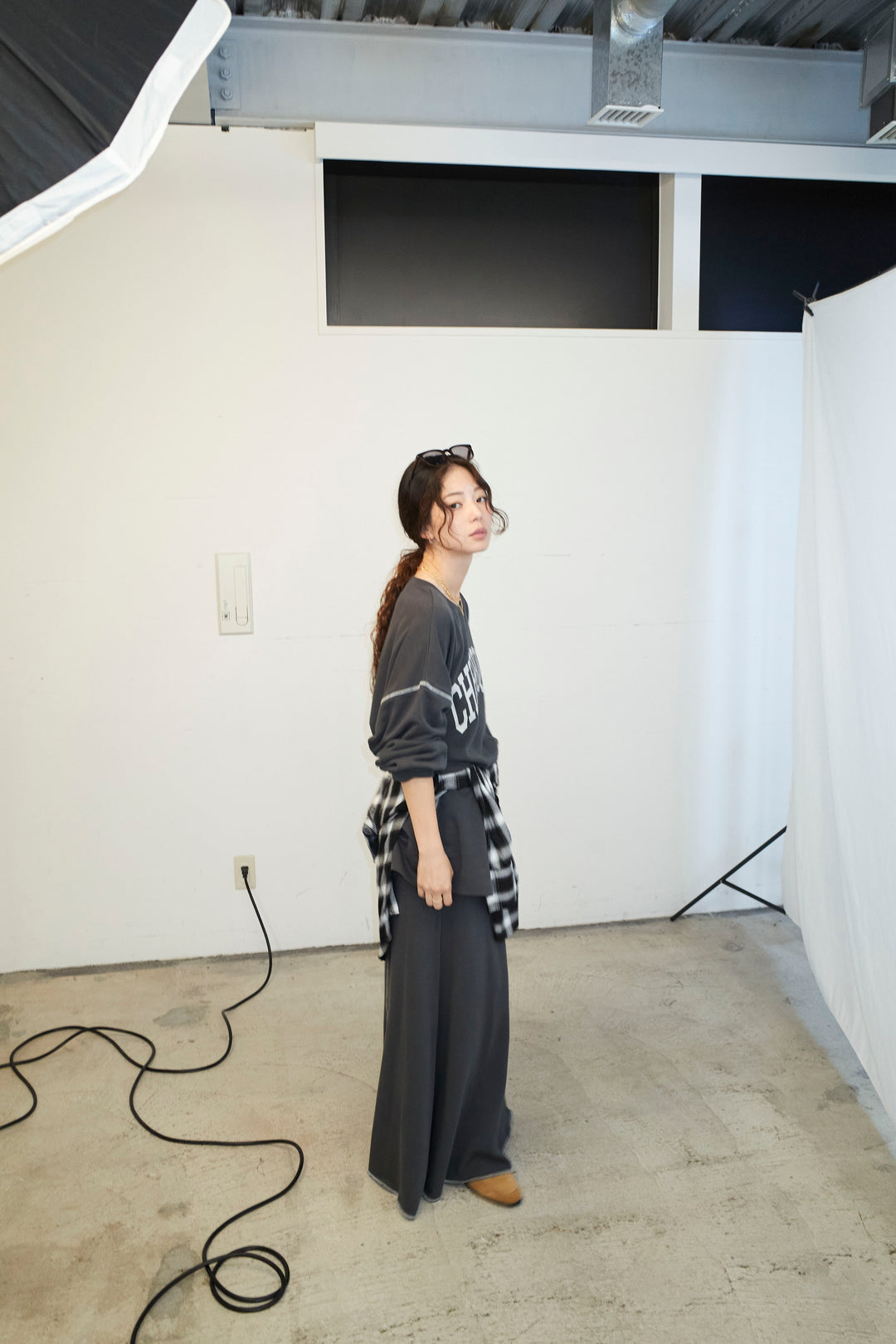 [予約/SET]配色ラグランルーズスウェット+スリットスウェットロングSK(2set)