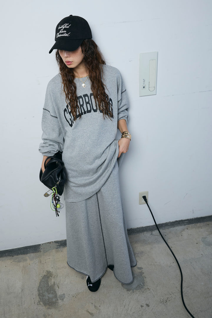 [予約/SET]配色ラグランルーズスウェット+スリットスウェットロングSK(2set)