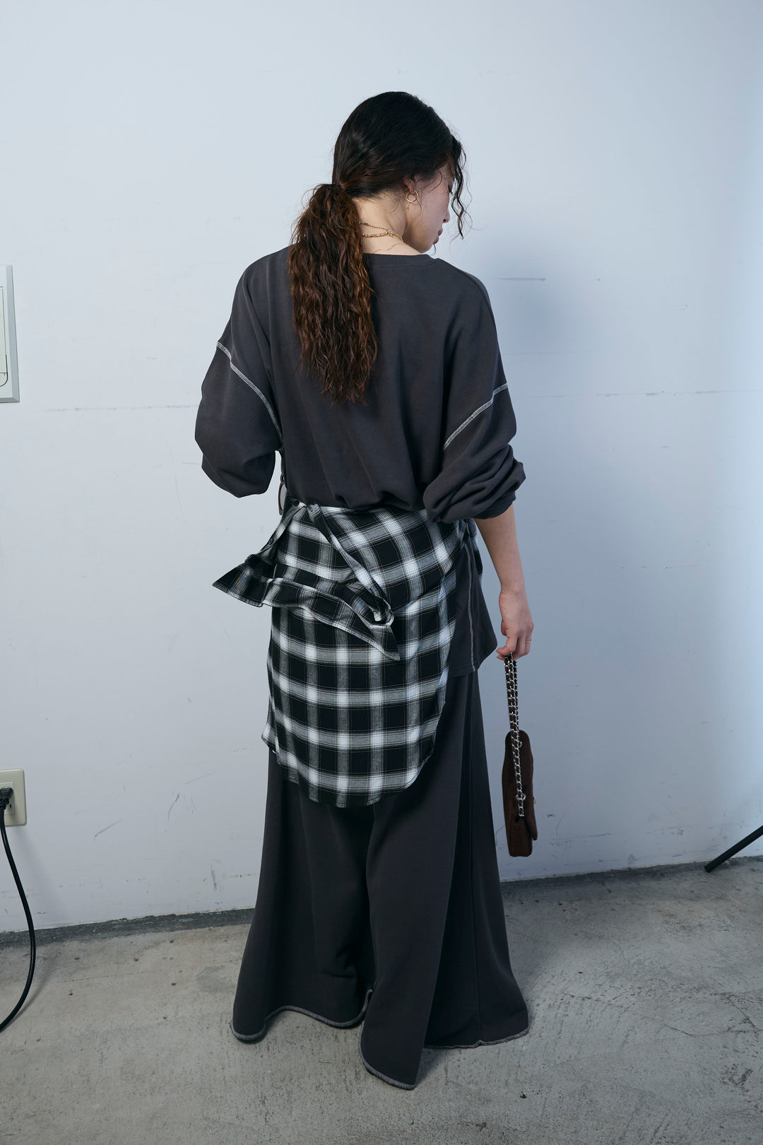 [予約/SET]配色ラグランルーズスウェット+スリットスウェットロングSK(2set)