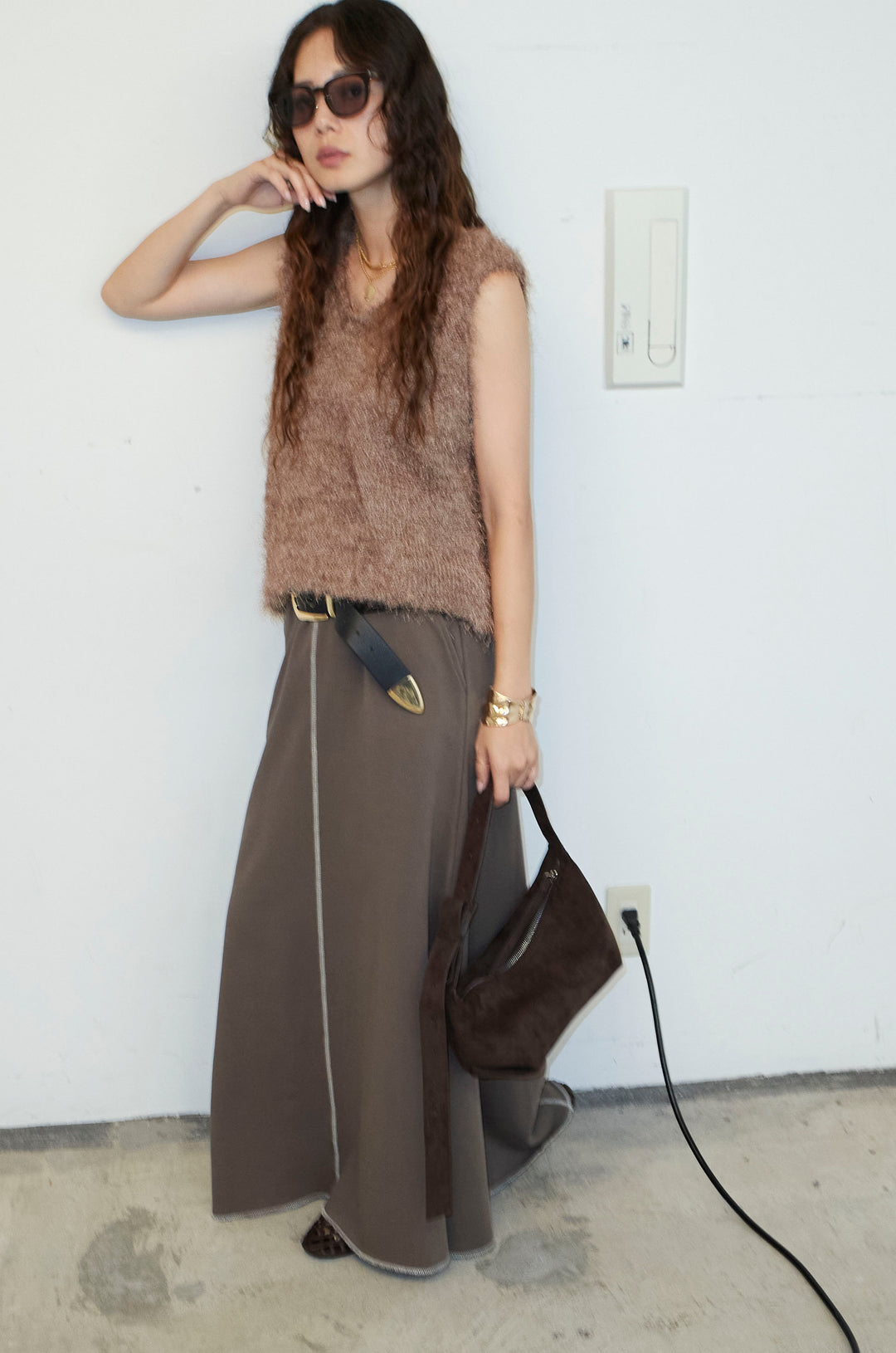 [予約/SET]ダンスフェザーベスト+スリットスウェットロングSK(2set)