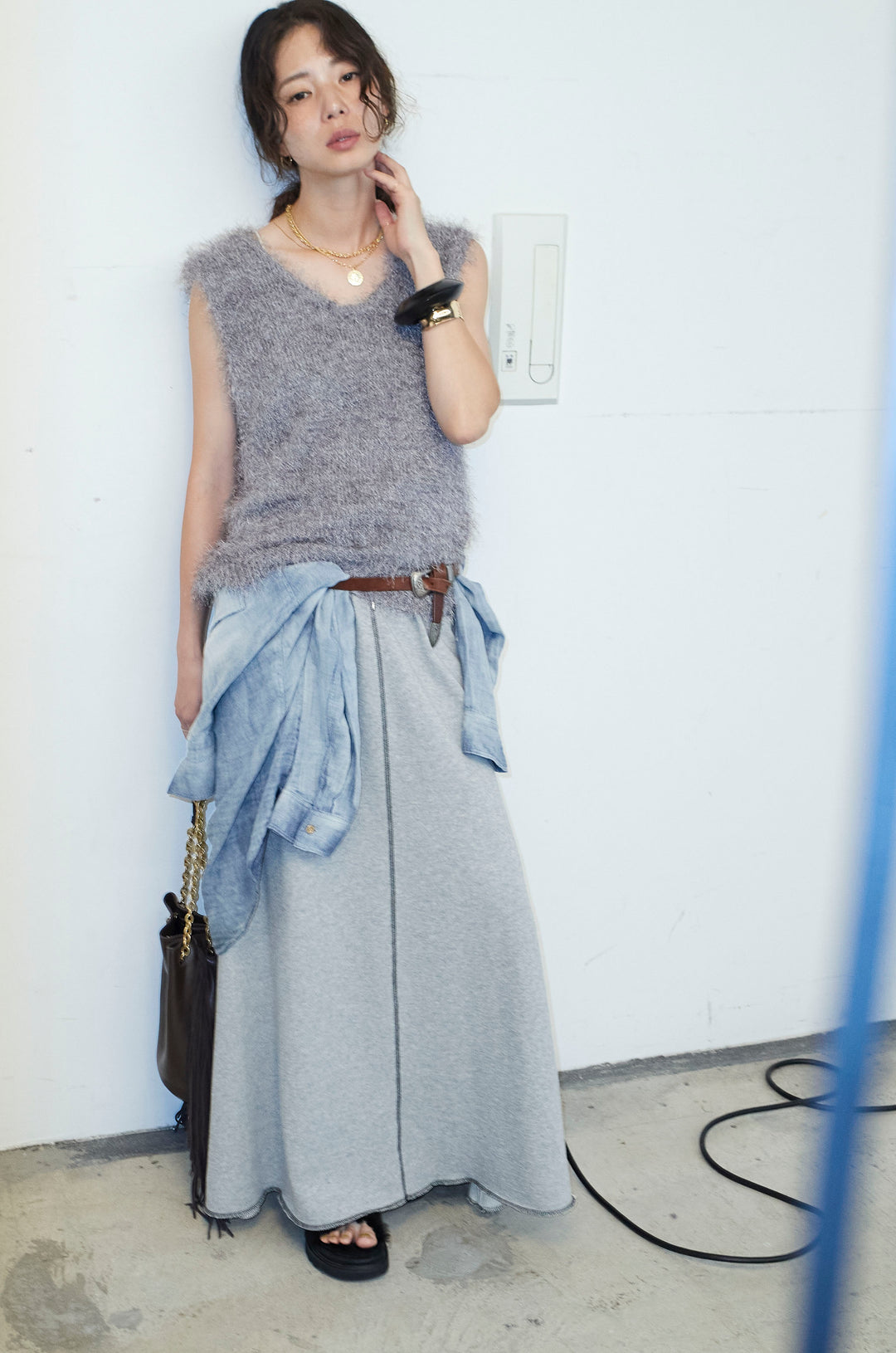 [予約/SET]ダンスフェザーベスト+スリットスウェットロングSK(2set)