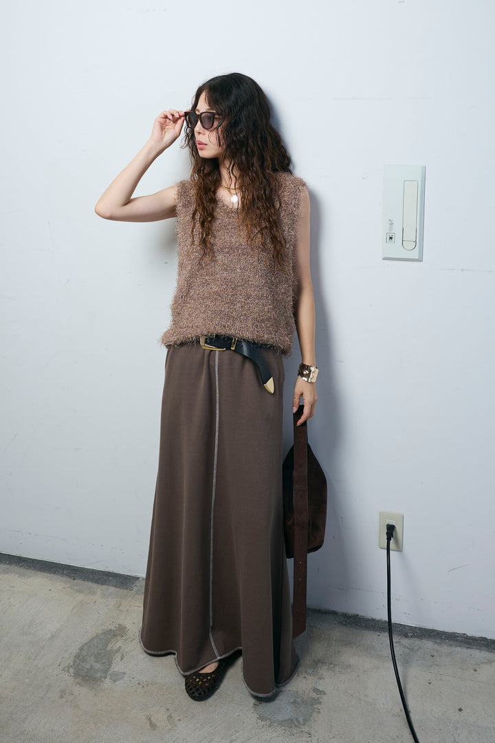 [予約/SET]ダンスフェザーベスト+スリットスウェットロングSK(2set)