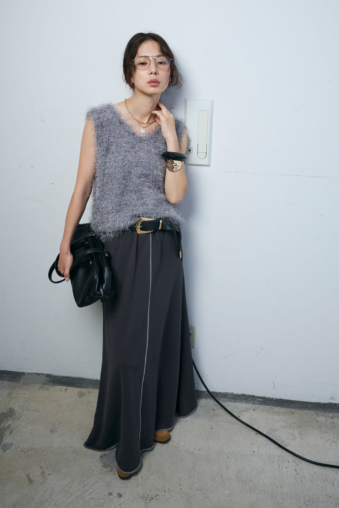 [予約/SET]ダンスフェザーベスト+スリットスウェットロングSK(2set)