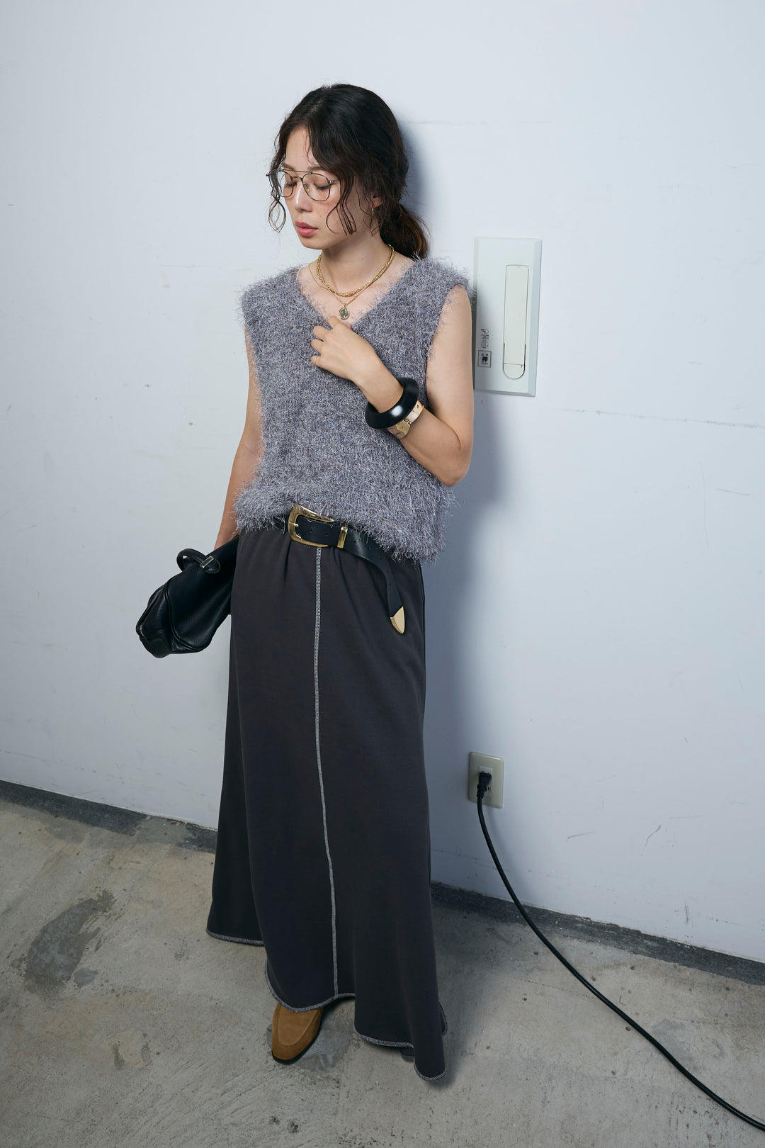 [予約/SET]ダンスフェザーベスト+スリットスウェットロングSK(2set)