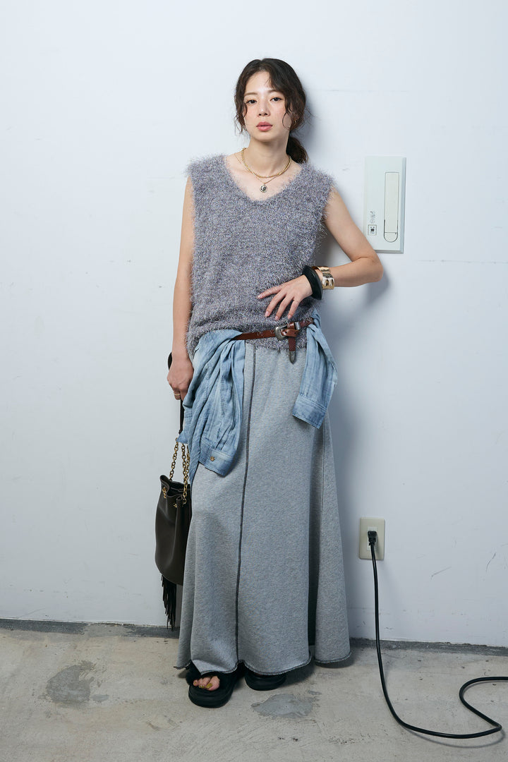 [予約/SET]ダンスフェザーベスト+スリットスウェットロングSK(2set)