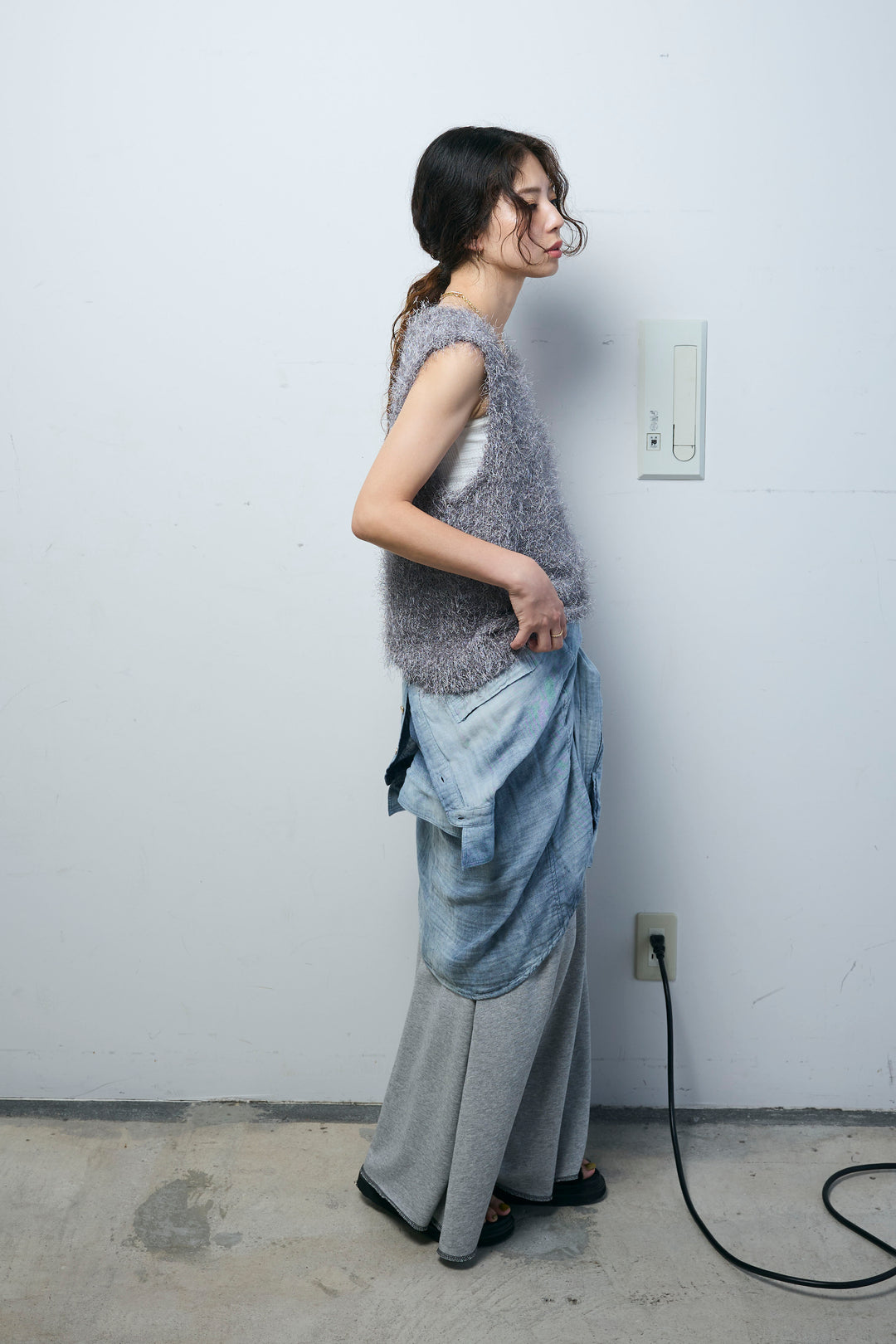 [予約/SET]ダンスフェザーベスト+スリットスウェットロングSK(2set)