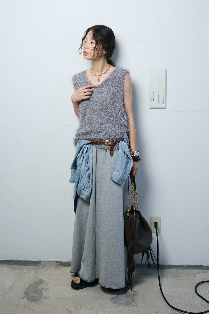 [予約/SET]ダンスフェザーベスト+スリットスウェットロングSK(2set)