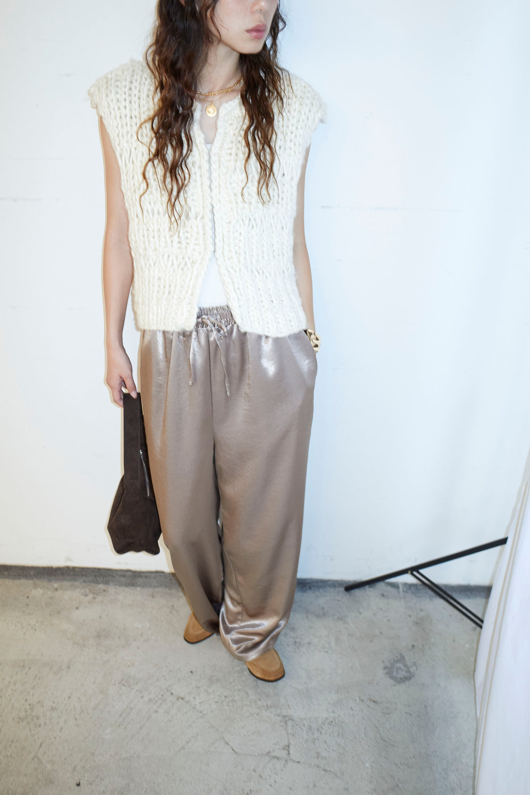 [予約/SET]ハンドニットロービングベスト+サテンサイドラインパンツ(2set)