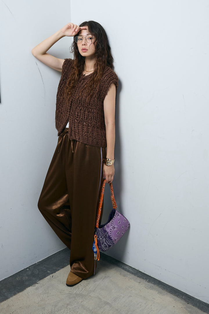 [予約/SET]ハンドニットロービングベスト+サテンサイドラインパンツ(2set)