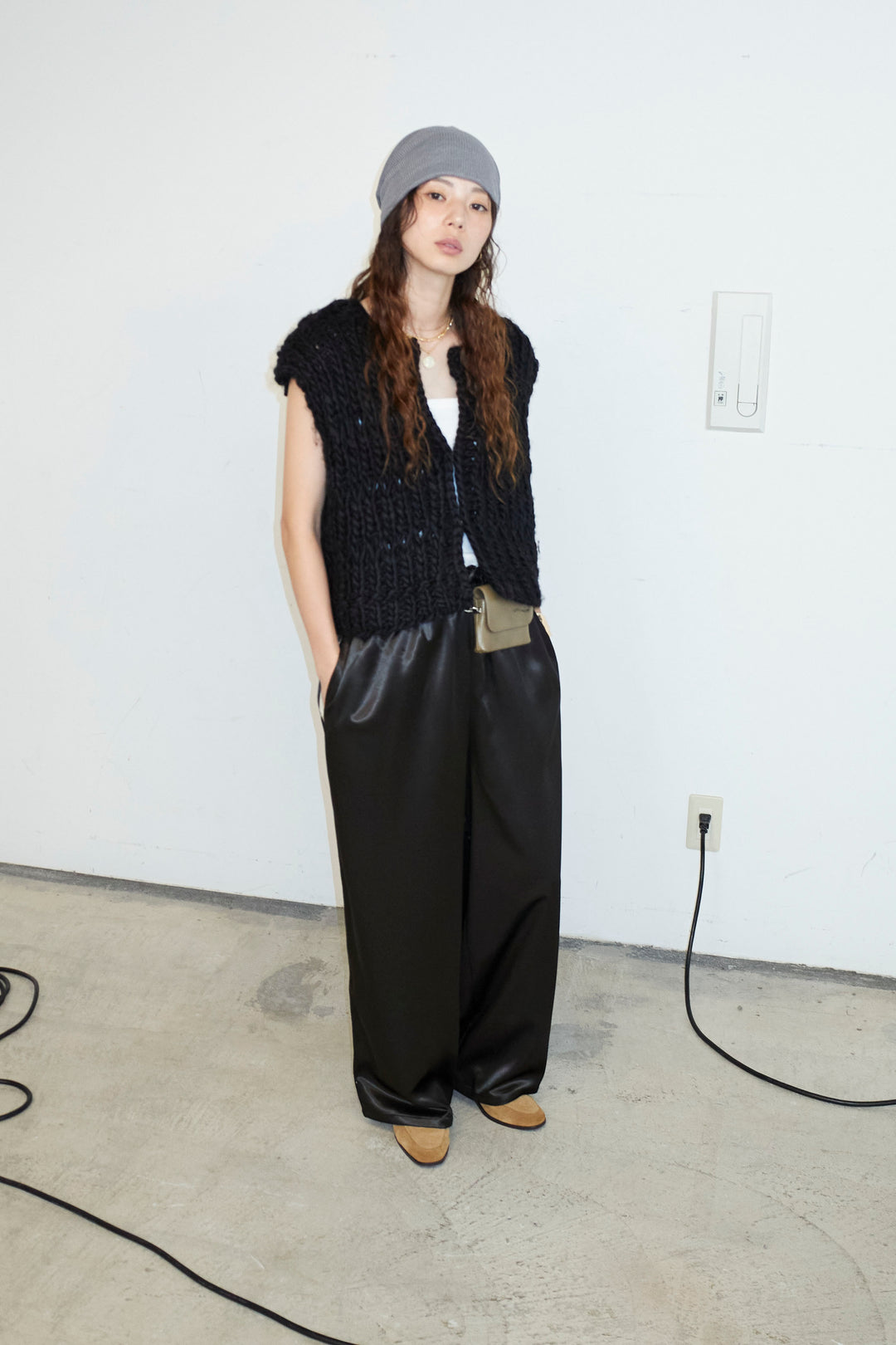 [予約/SET]ハンドニットロービングベスト+サテンサイドラインパンツ(2set)