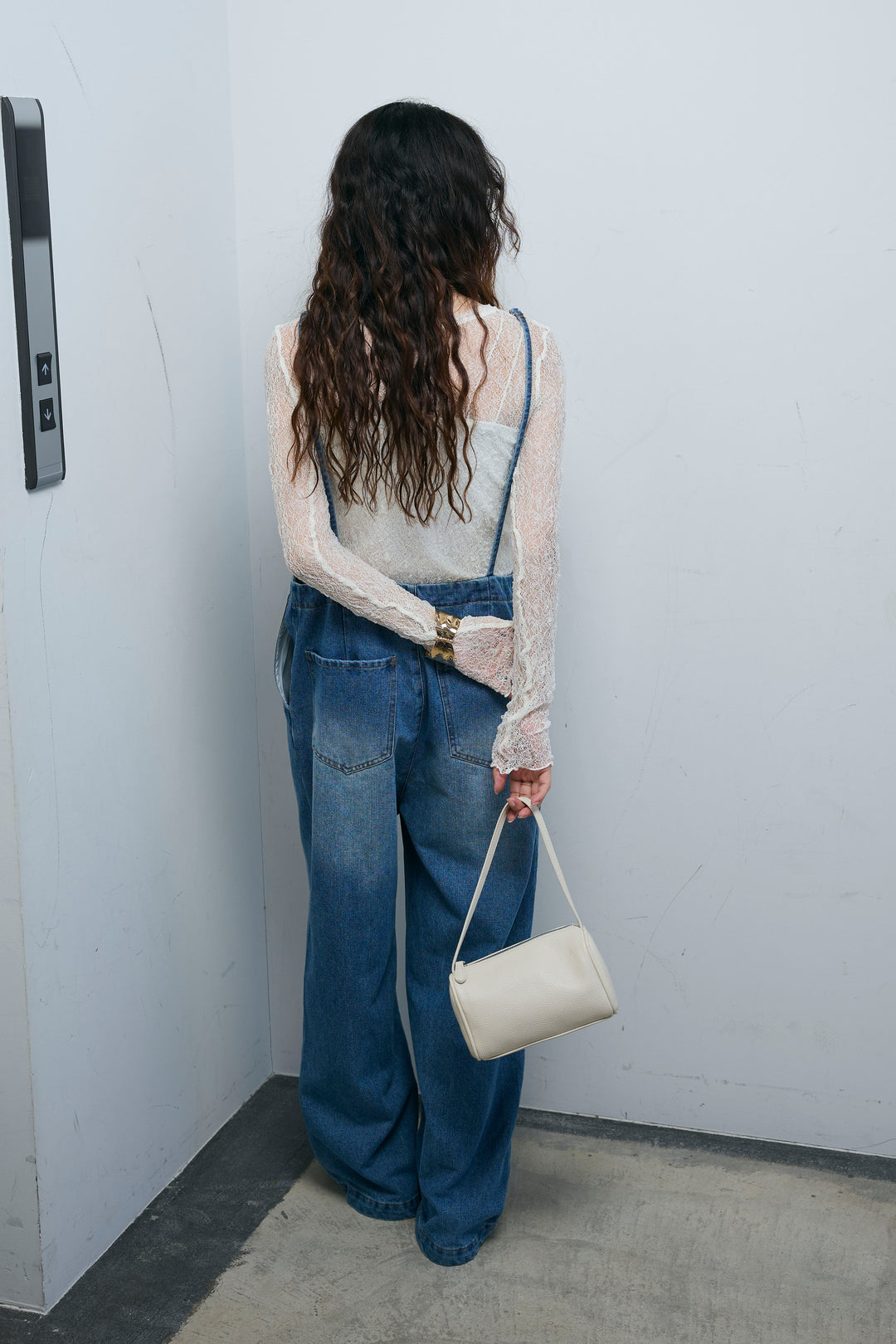 [予約/SET]シアーレーストップス+フロントジップストラップデザインデニムサロペット(2set)