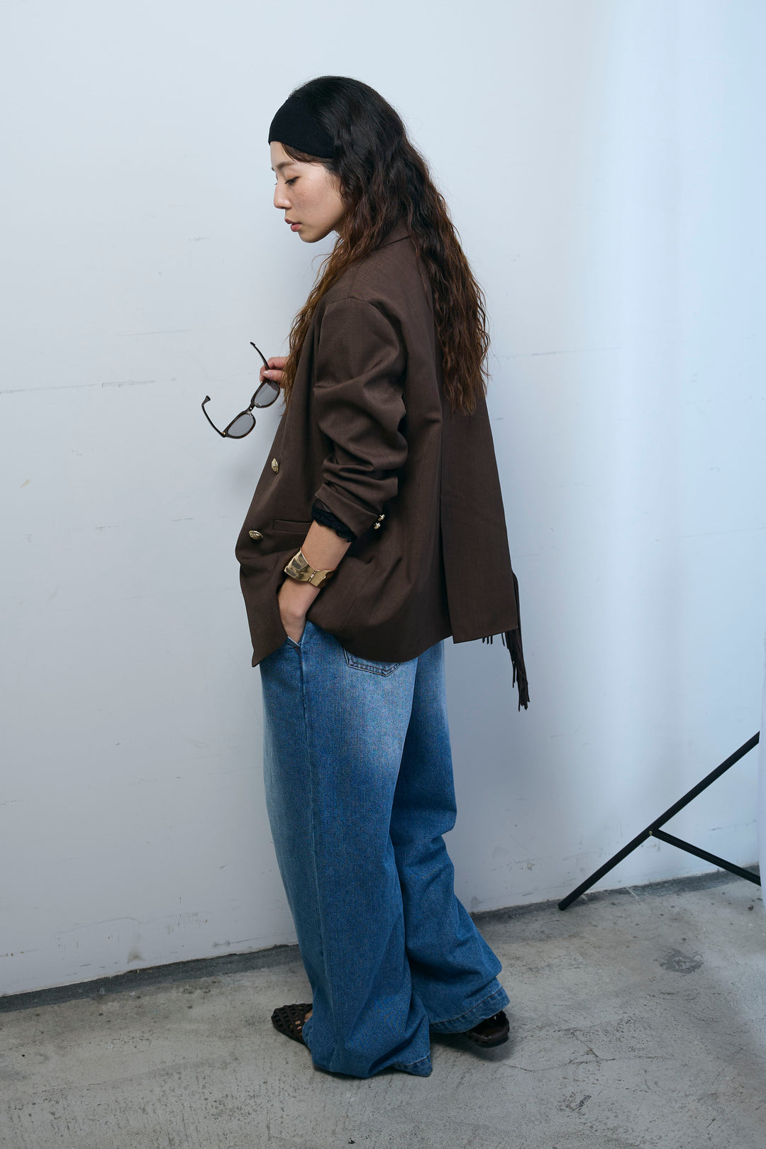 [予約/SET]TRツイルダブルテーラードジャケット+フロントジップストラップデザインデニムサロペット(2set)