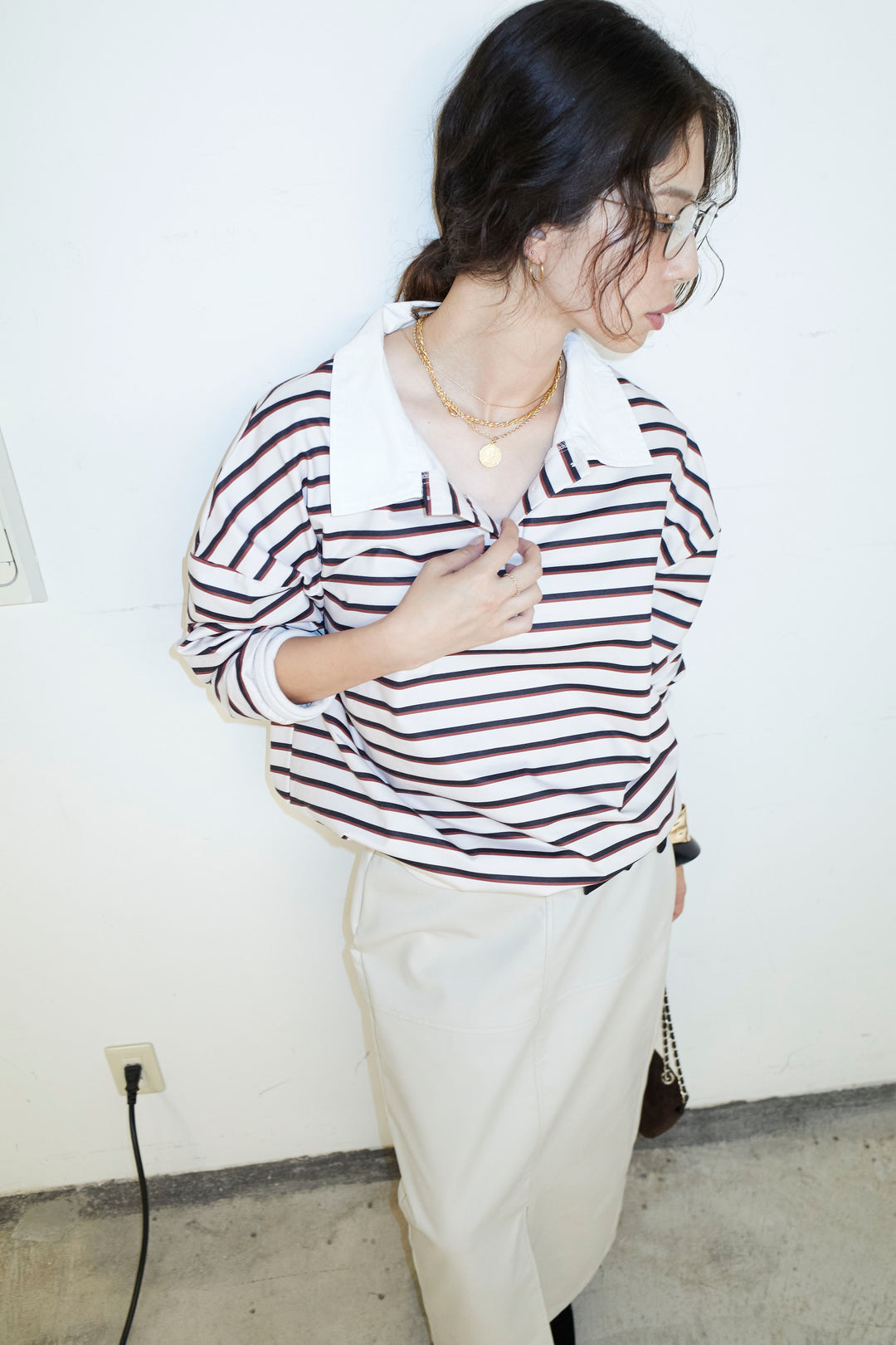 [予約]ポロ襟ボーダーTOPS