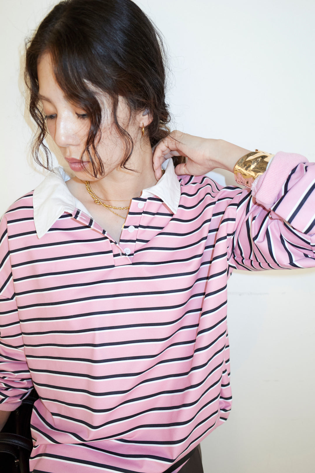 [予約]ポロ襟ボーダーTOPS