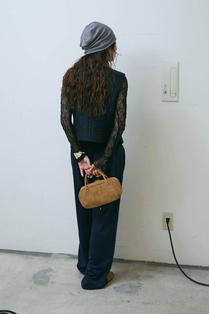 [予約/SET]ビジューボタンラメツイードジレ+裏毛ドッキングパンツ(2set)