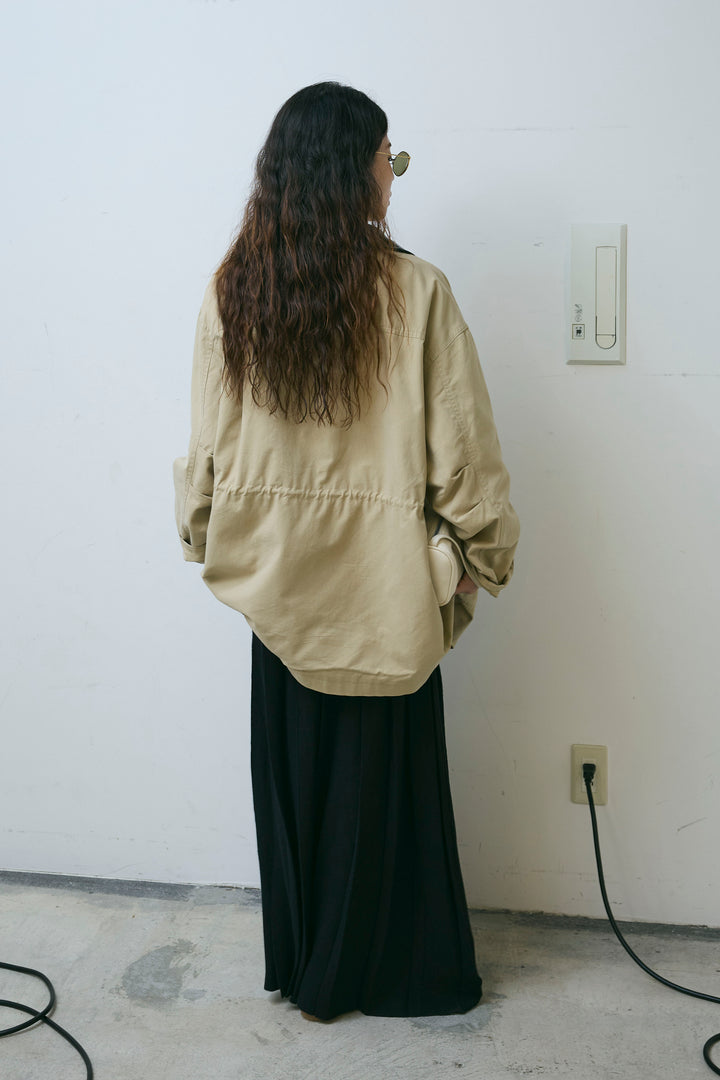 [予約/SET]フェイクレザー襟カバーオール+ニットプリーツロングSK(2set)