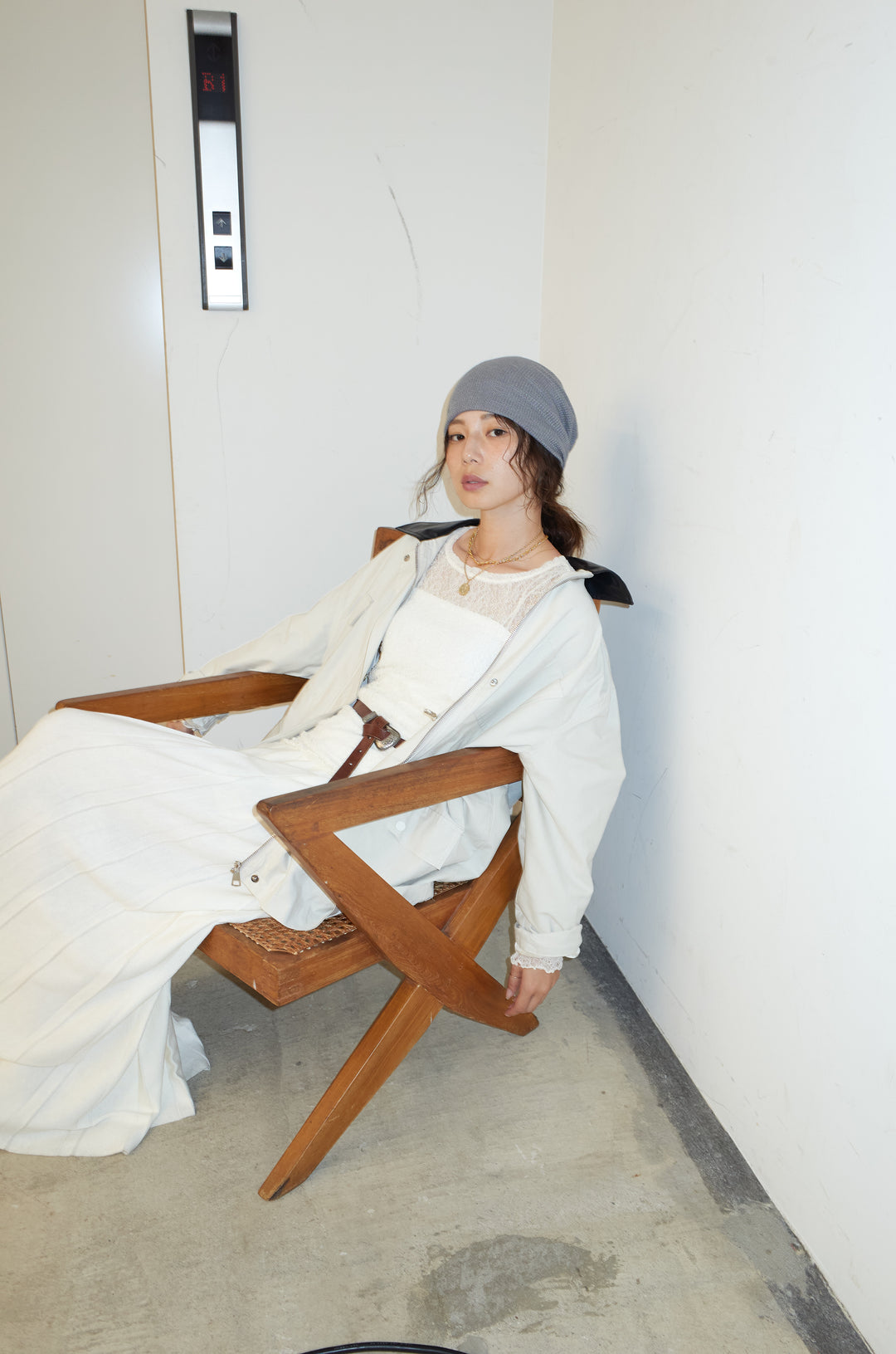 [予約/SET]フェイクレザー襟カバーオール+ニットプリーツロングSK(2set)