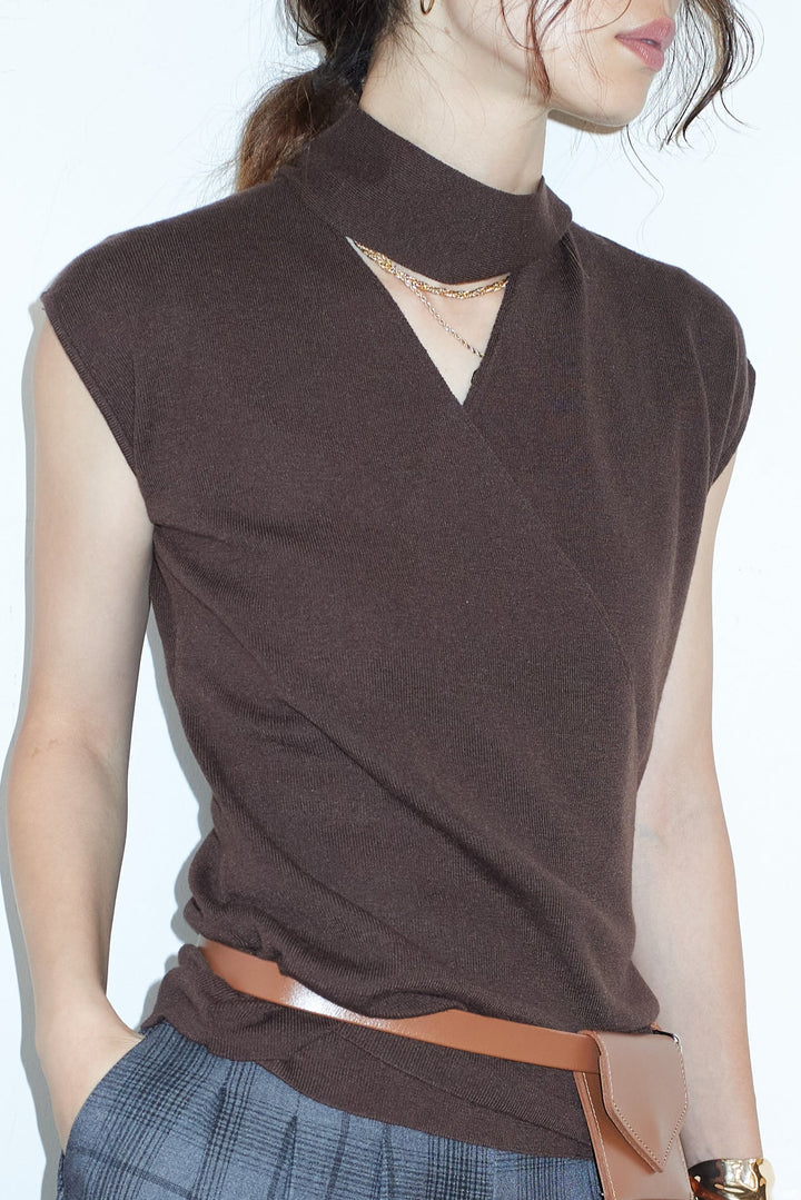 タイつきVネックニットPO