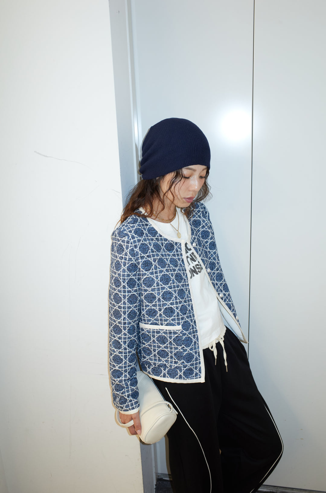 [予約/SET]パイピングジャガードJK+ピグメントロゴショート丈T+裏毛カーブラインワイドパンツ(3set)