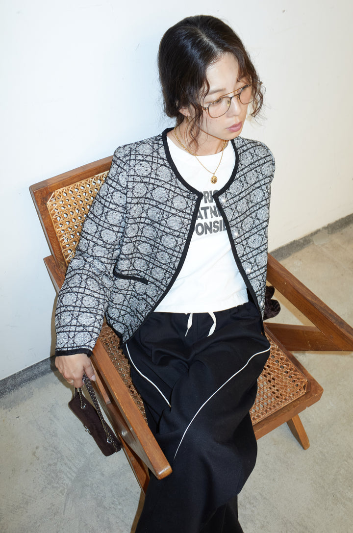 [予約/SET]パイピングジャガードJK+ピグメントロゴショート丈T(2set)