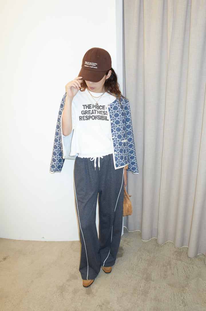 [予約/SET]パイピングジャガードJK+裏毛カーブラインワイドパンツ(2set)