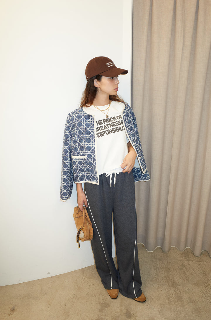 [予約/SET]パイピングジャガードJK+裏毛カーブラインワイドパンツ(2set)