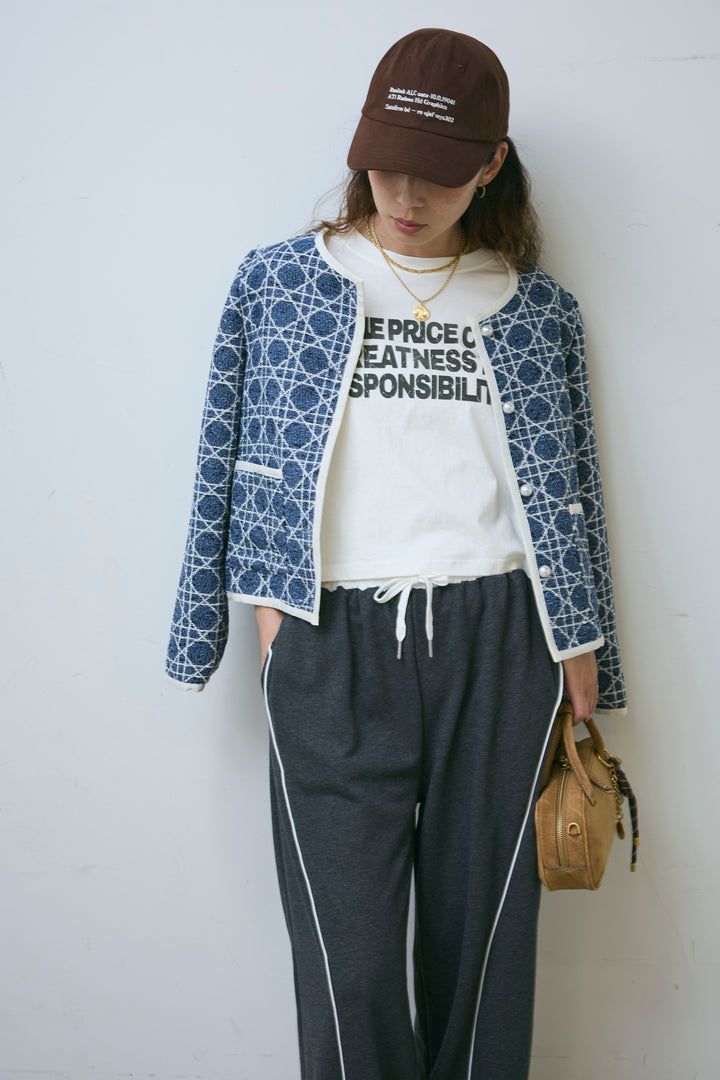 [予約/SET]パイピングジャガードJK+ピグメントロゴショート丈T(2set)