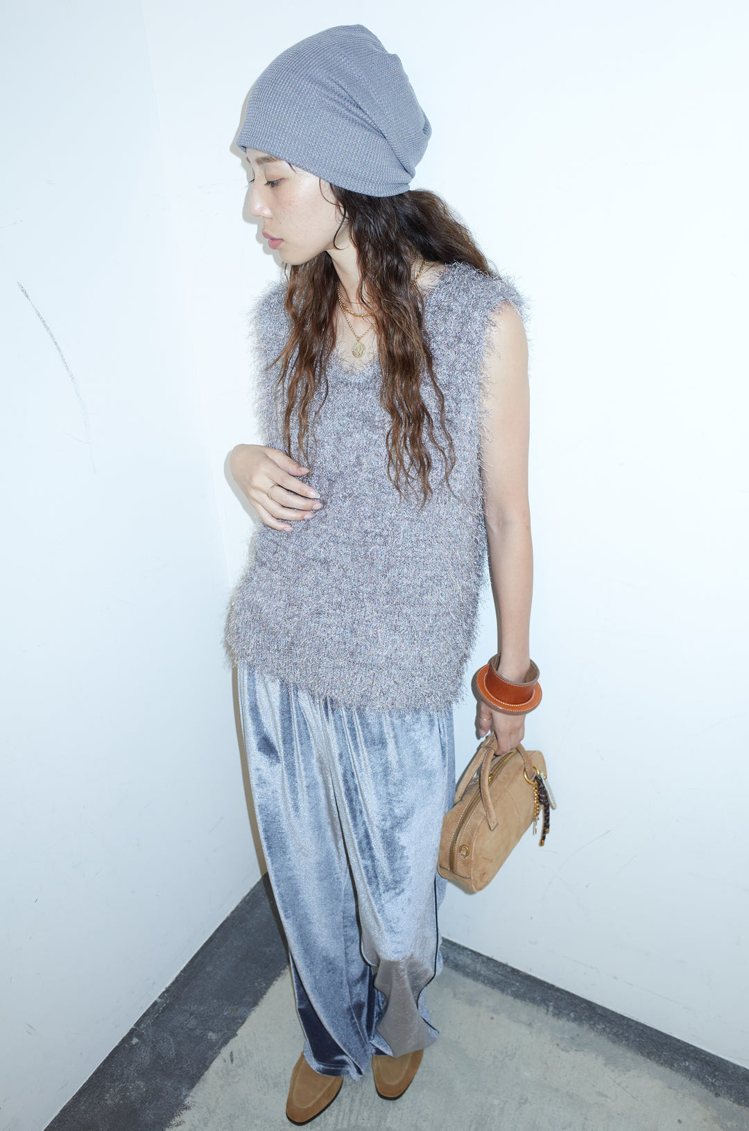 [予約/SET]ダンスフェザーベスト+ベロアサイドラインパンツ(2set)