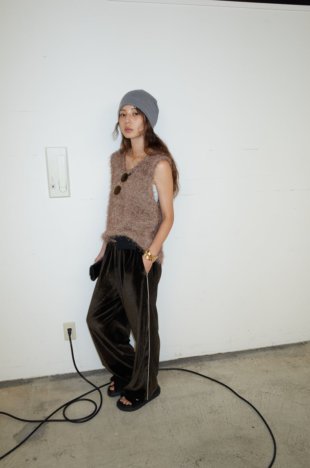 [予約/SET]ダンスフェザーベスト+ベロアサイドラインパンツ(2set)