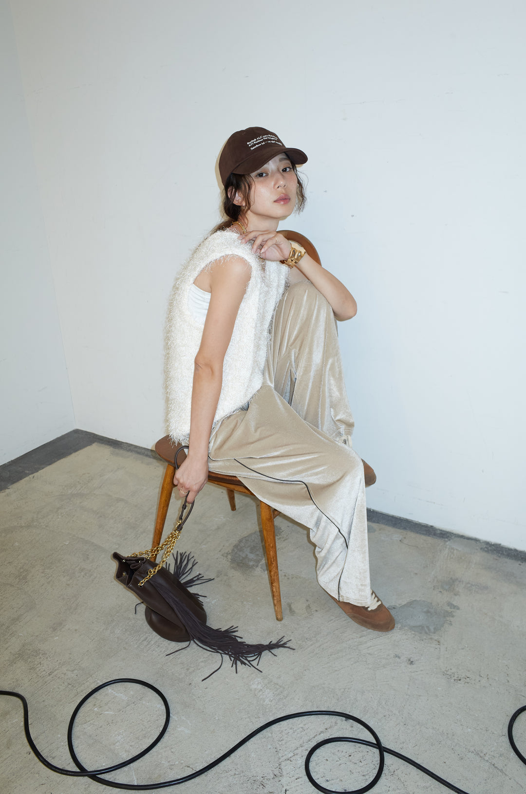 [予約/SET]ダンスフェザーベスト+ベロアサイドラインパンツ(2set)