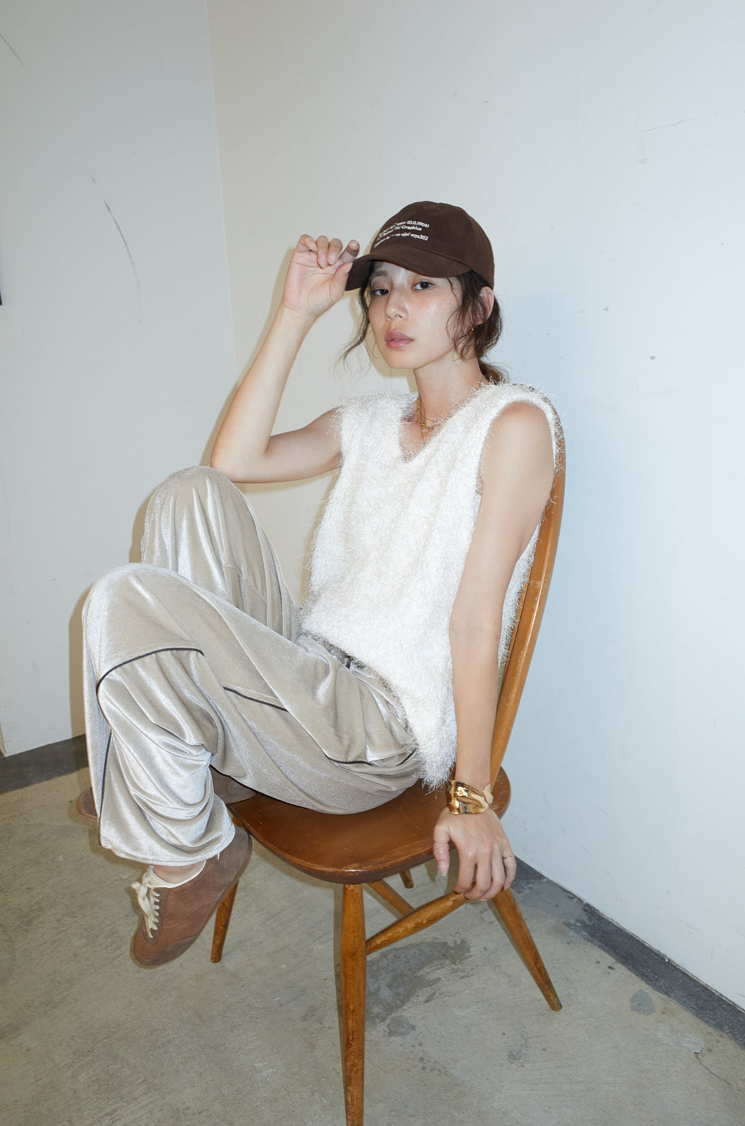 [予約/SET]ダンスフェザーベスト+ベロアサイドラインパンツ(2set)