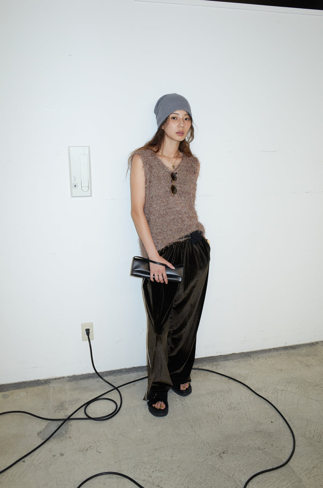 [予約/SET]ダンスフェザーベスト+ベロアサイドラインパンツ(2set)