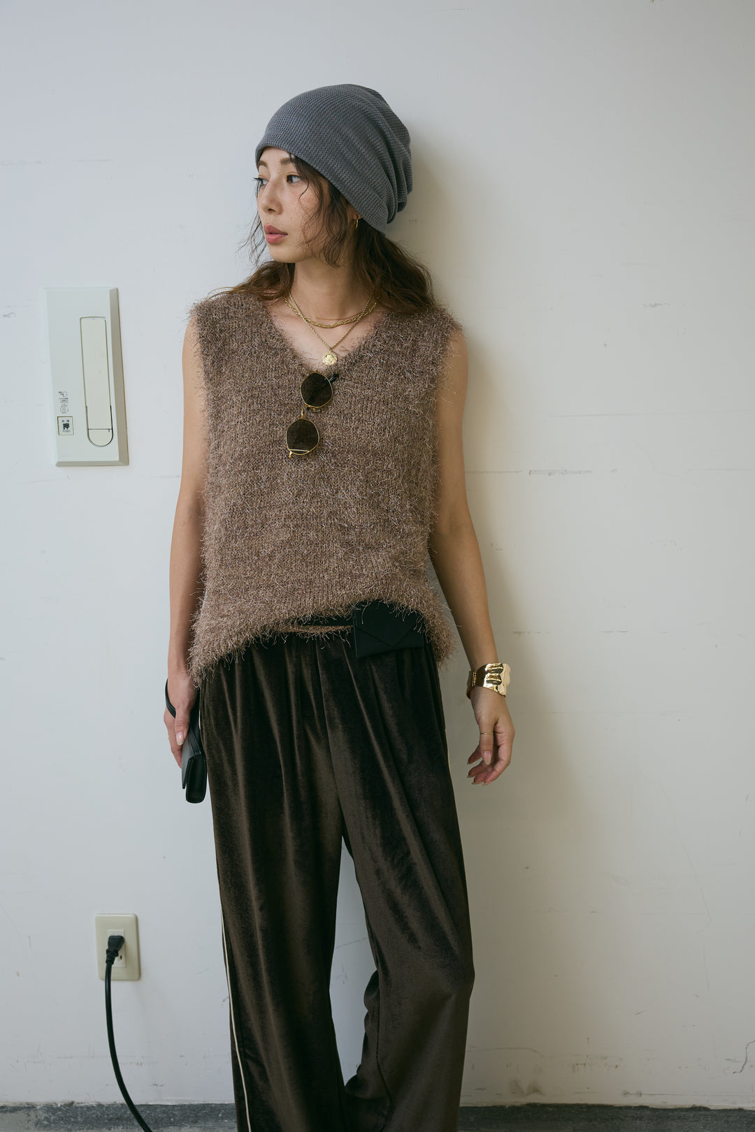 [予約/SET]ダンスフェザーベスト+ベロアサイドラインパンツ(2set)