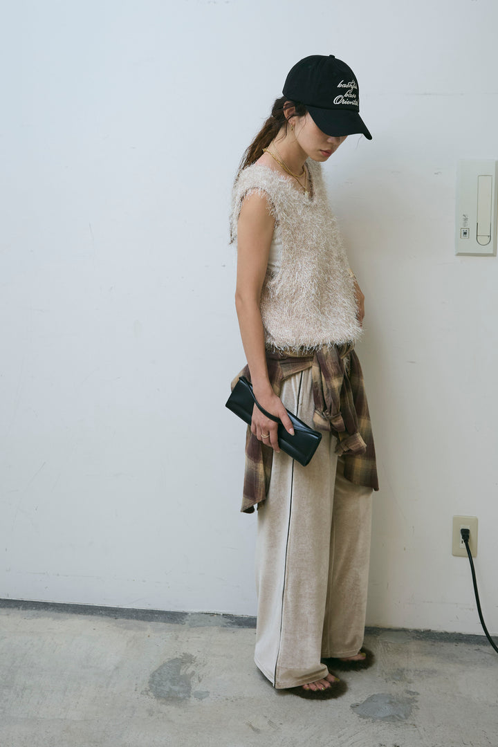 [予約/SET]ダンスフェザーベスト+ベロアサイドラインパンツ(2set)