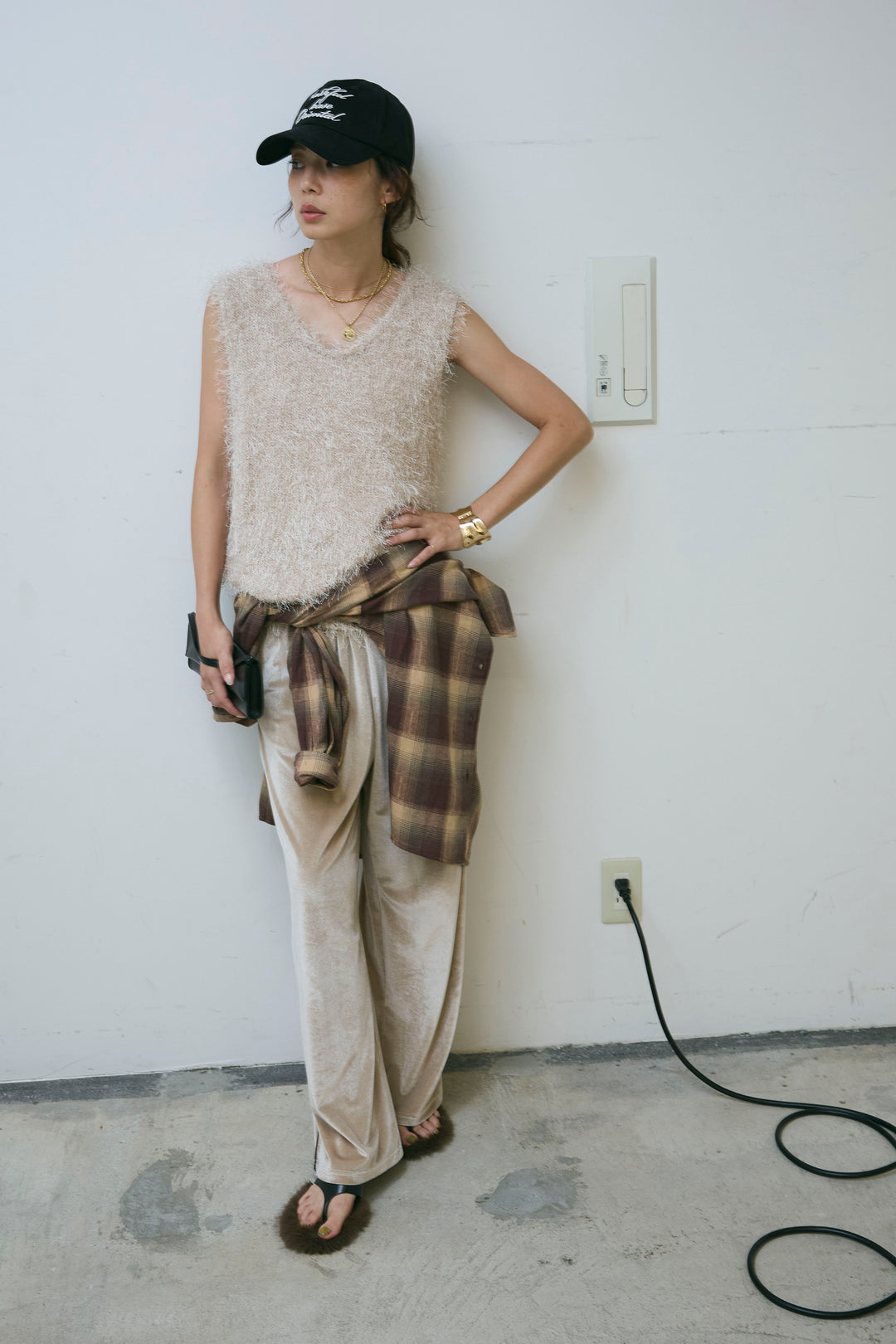 [予約/SET]ダンスフェザーベスト+ベロアサイドラインパンツ(2set)