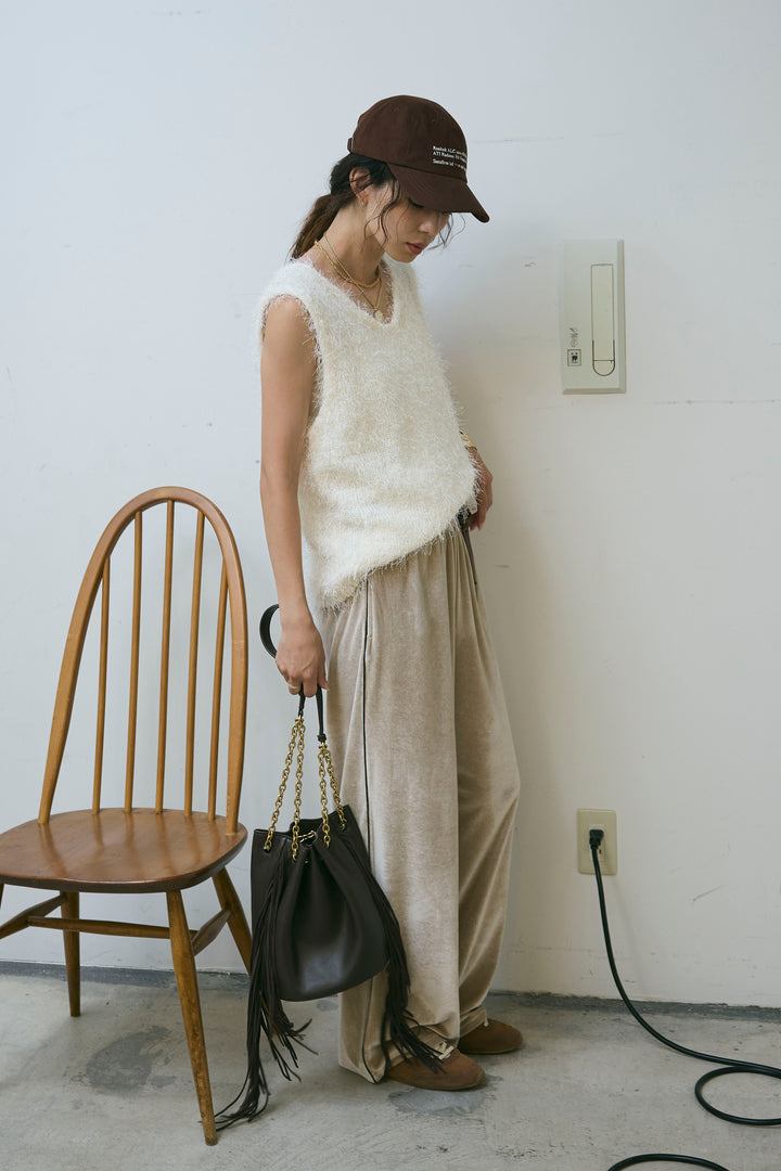 [予約/SET]ダンスフェザーベスト+ベロアサイドラインパンツ(2set)