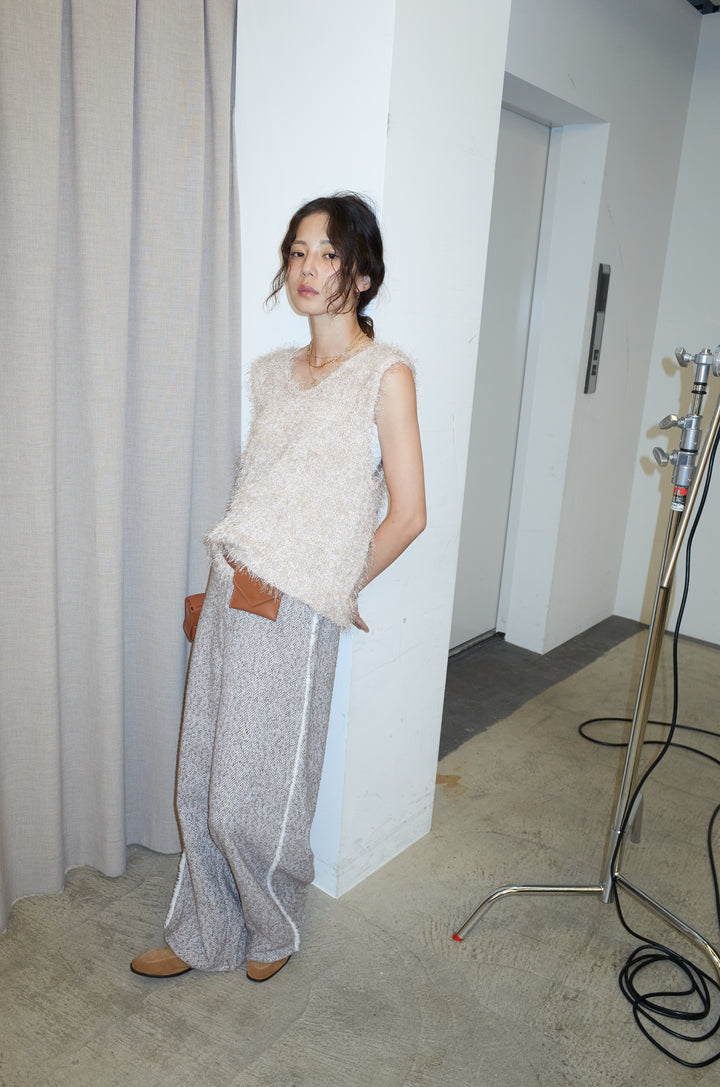 [予約/SET]ダンスフェザーベスト+ツイードフリンジカーブパンツ(2set)