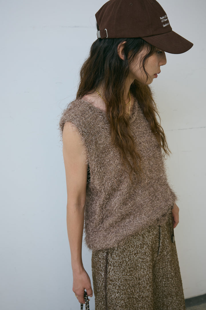 [予約/SET]ダンスフェザーベスト+ツイードフリンジカーブパンツ(2set)