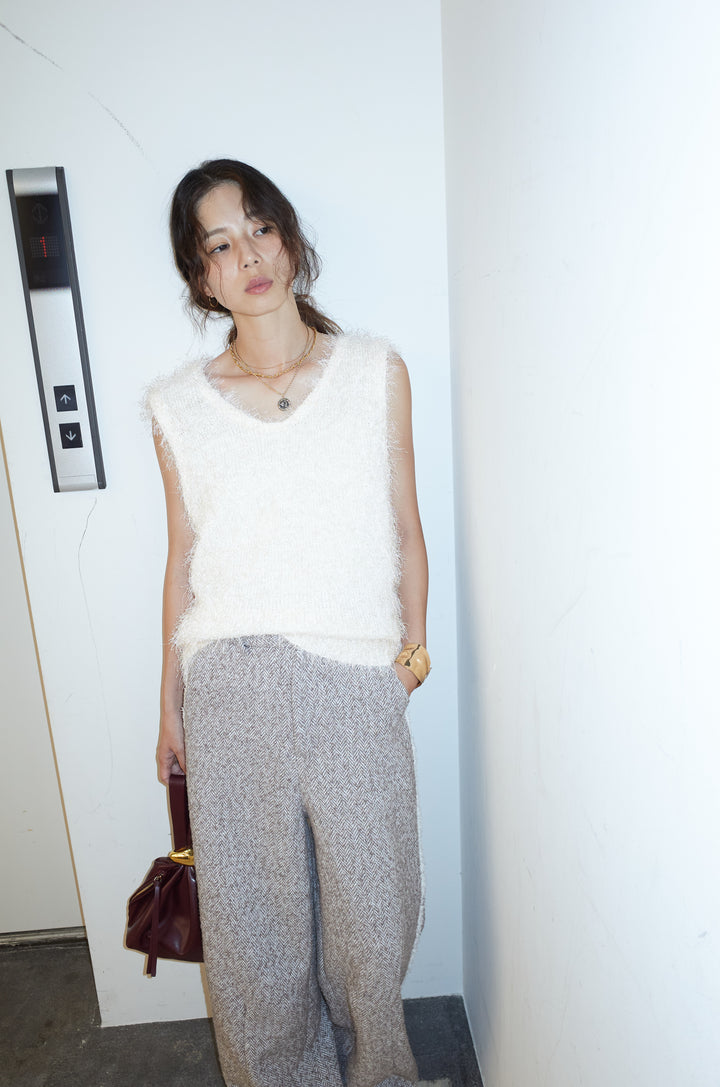 [予約/SET]ダンスフェザーベスト+ツイードフリンジカーブパンツ(2set)