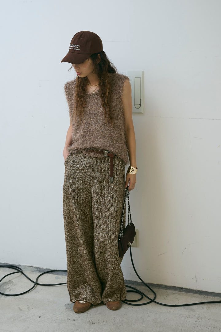 [予約/SET]ダンスフェザーベスト+ツイードフリンジカーブパンツ(2set)
