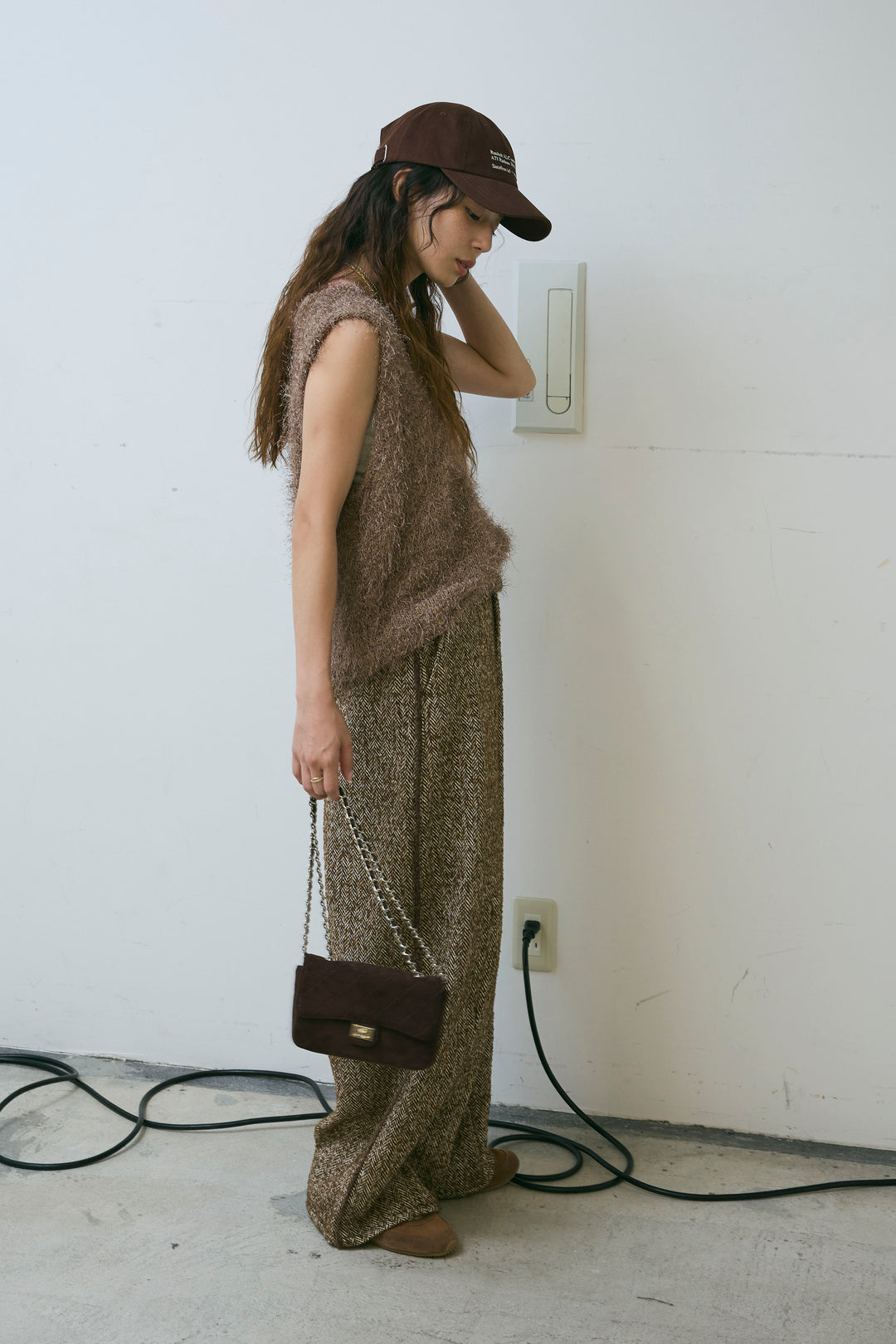 [予約/SET]ダンスフェザーベスト+ツイードフリンジカーブパンツ(2set)