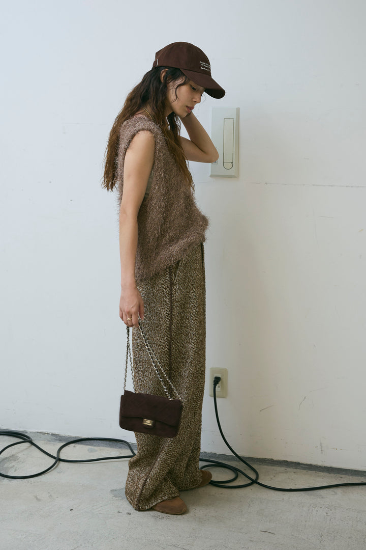 [予約/SET]ダンスフェザーベスト+ツイードフリンジカーブパンツ(2set)