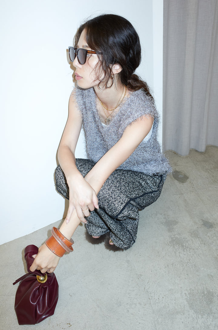 [予約/SET]ダンスフェザーベスト+ツイードフリンジカーブパンツ(2set)