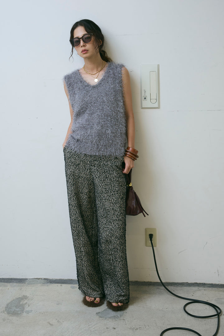 [予約/SET]ダンスフェザーベスト+ツイードフリンジカーブパンツ(2set)