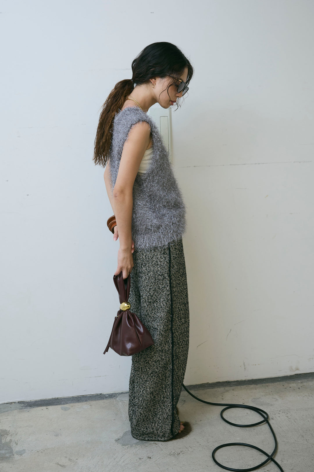 [予約/SET]ダンスフェザーベスト+ツイードフリンジカーブパンツ(2set)